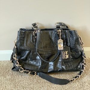 Authentic Coach textured grain Croc leather purse